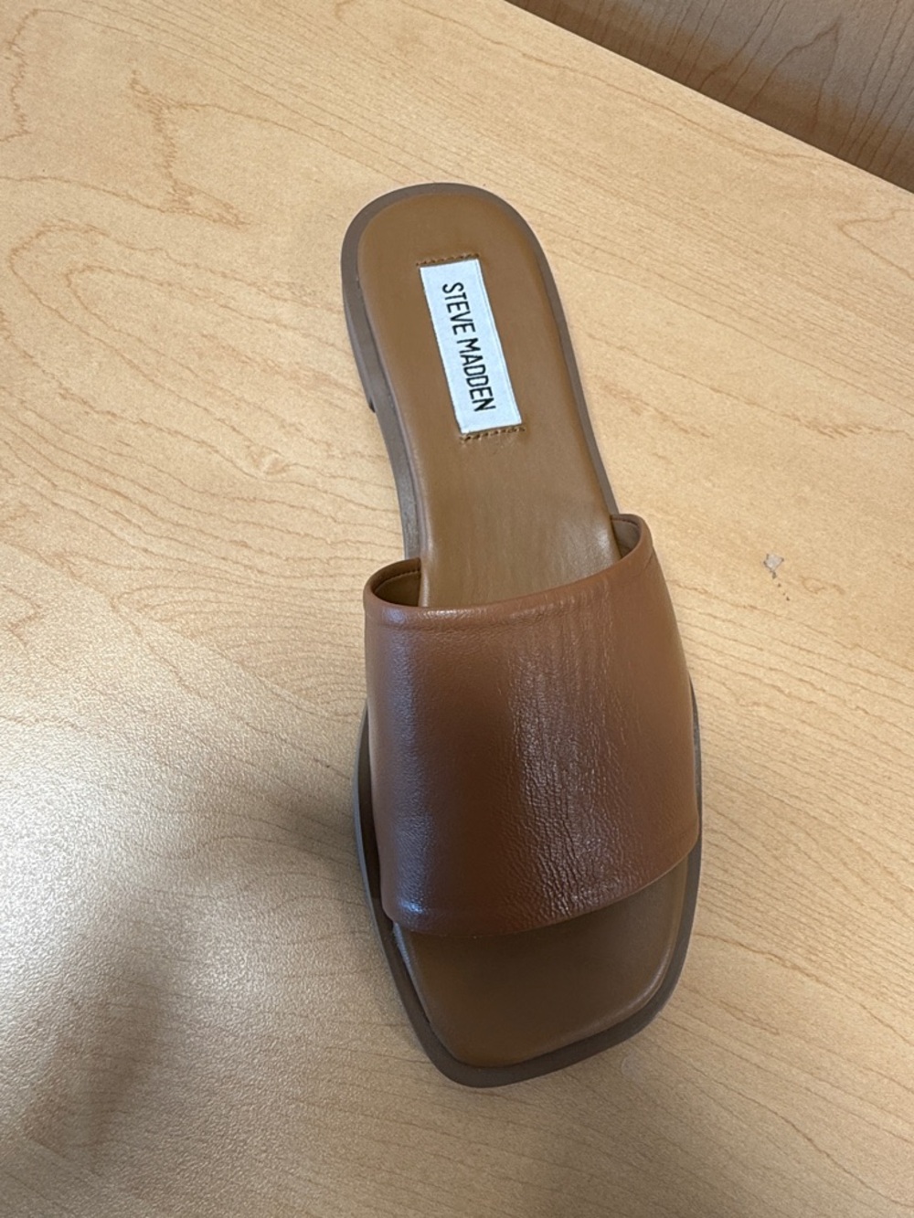 Steve Madden Tan Leather Slide Sandals
